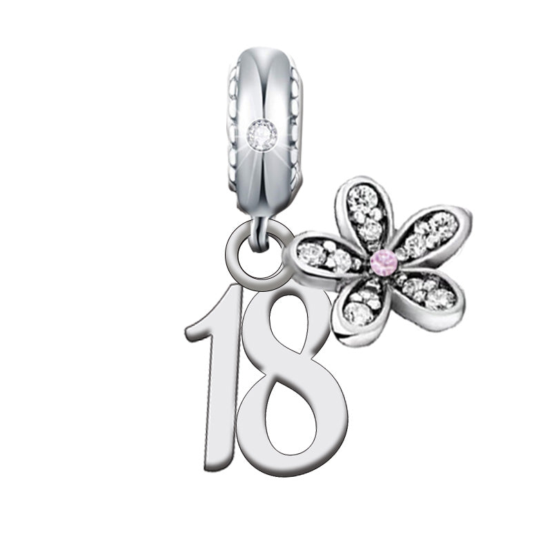 S925 Sterling Silver Dainty 18th Birthday Flower Charm Pendant - AVILIA Designs