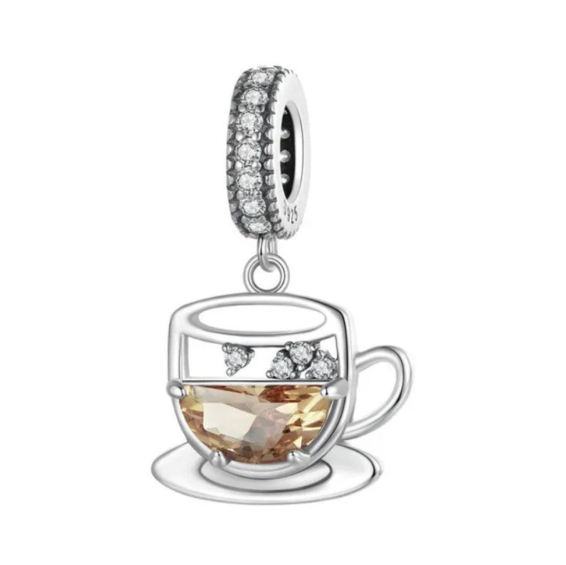 S925 Sterling Silver Cup of Coffee Tea Charm Pendant - AVILIA Designs