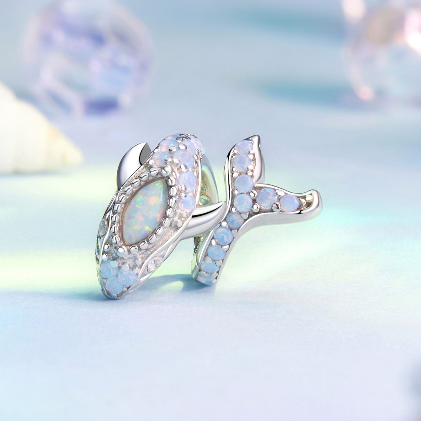 SOLID Sterling Silver Oceanic Wrap Around Whale Charm - AVILIA Designs