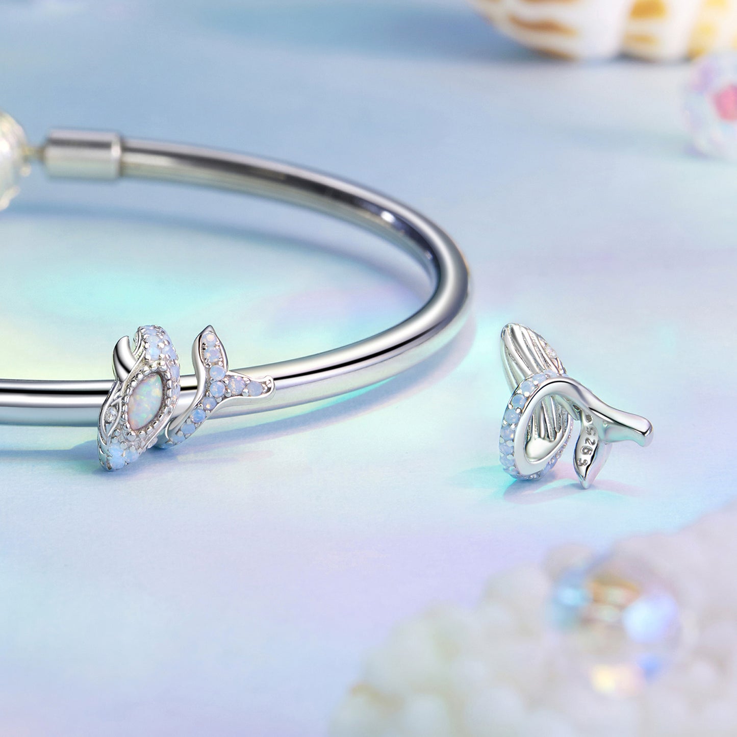 SOLID Sterling Silver Oceanic Wrap Around Whale Charm - AVILIA Designs