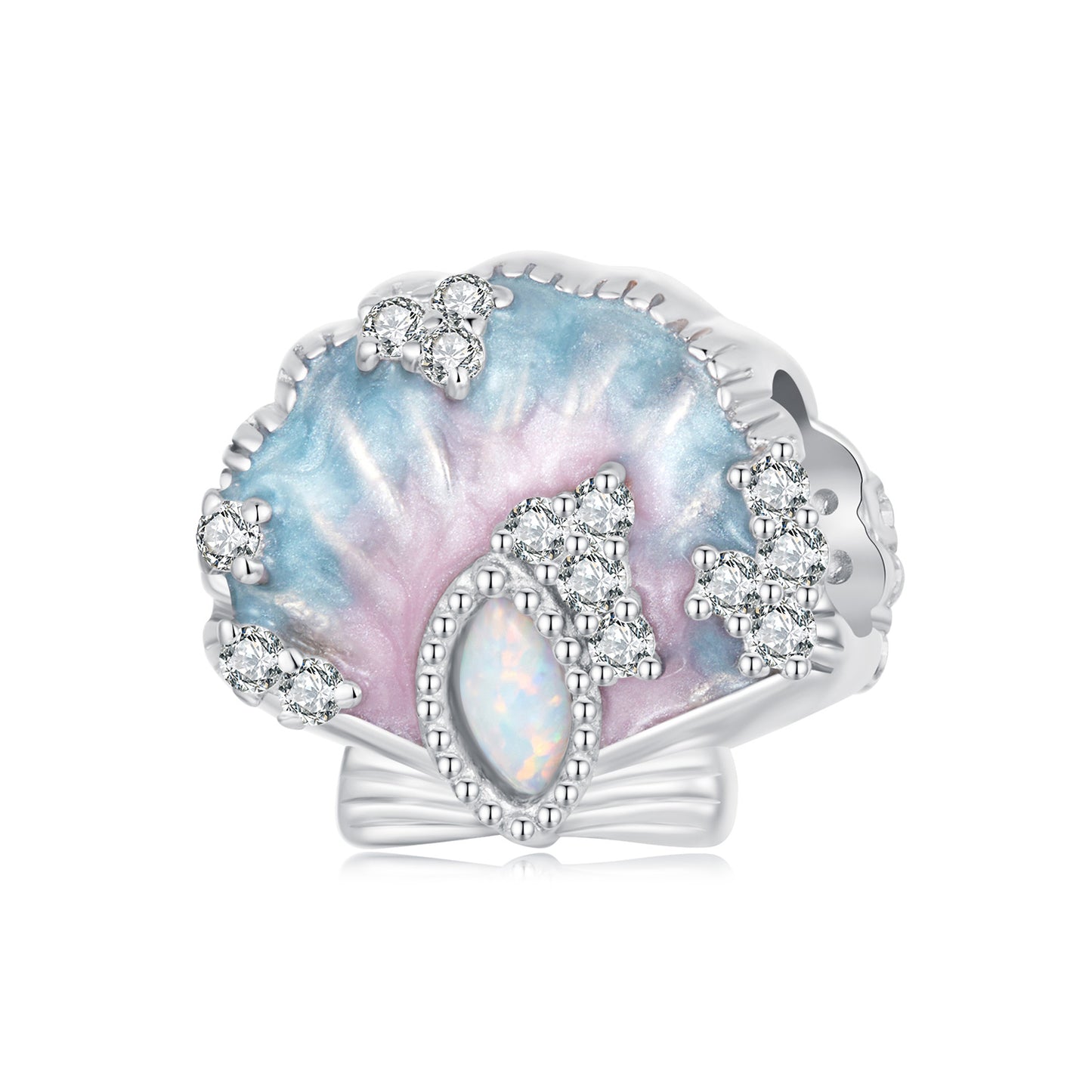 SOLID Sterling Silver Sparkling Opalescent Shell Ocean Charm - AVILIA Designs