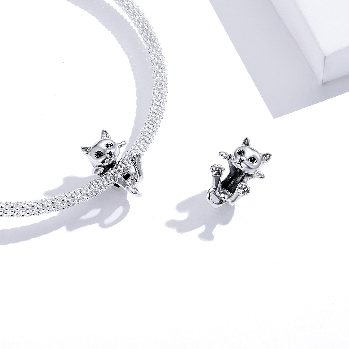 SOLID Sterling Silver Sweet Clinging Cat Kitten Charm - AVILIA Designs