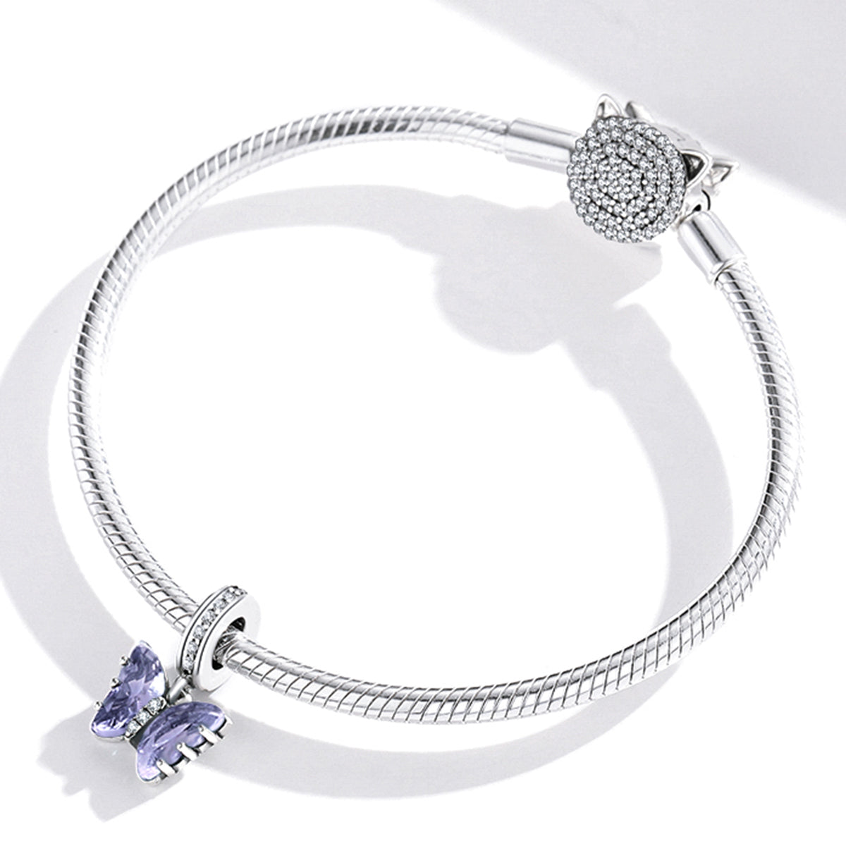 Sterling Silver Hanging Butterfly Dream PURPLE Crystal Charm Pendant - AVILIA Designs