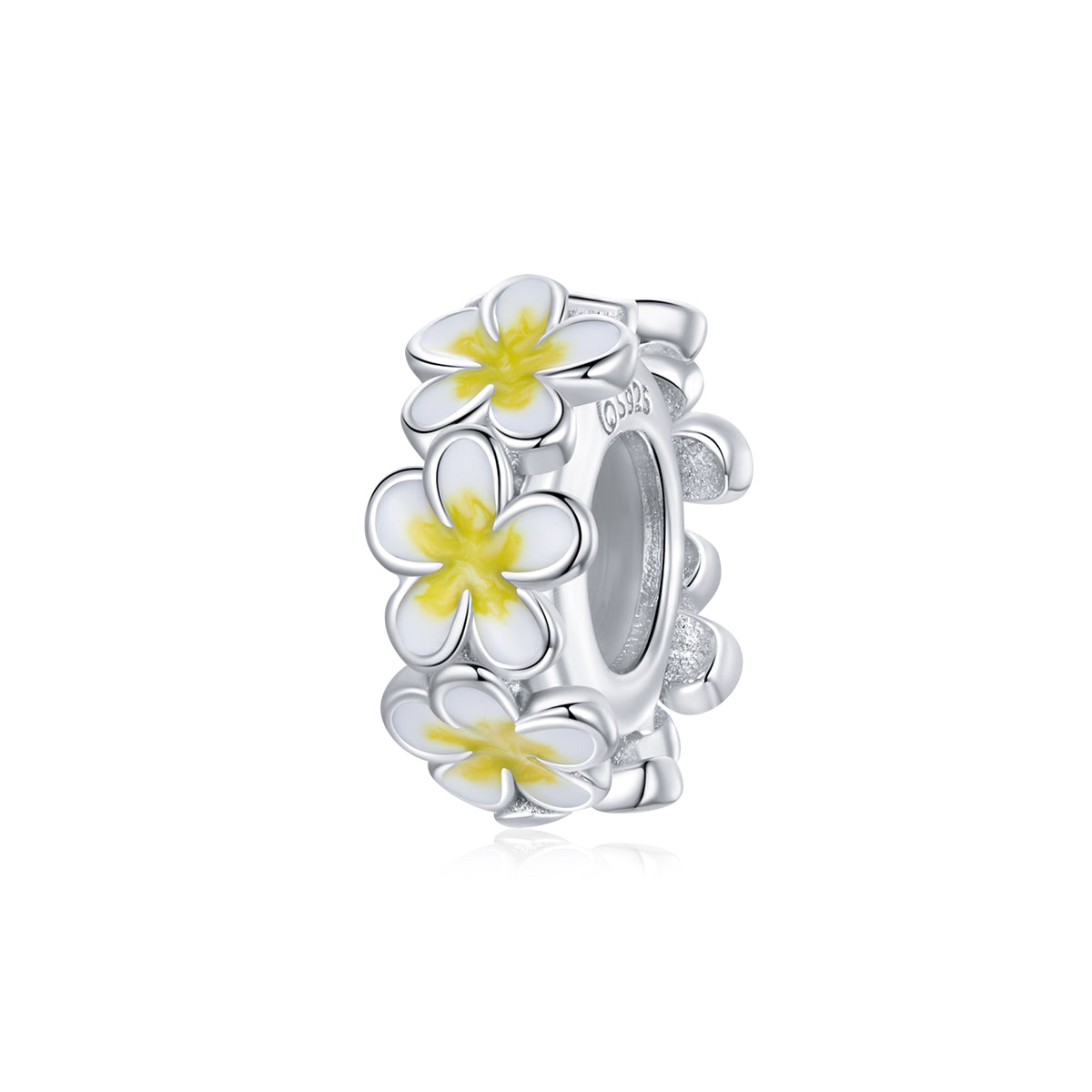 SOLID Sterling Silver Yellow Frangipani Flower Spacer Charm - AVILIA Designs