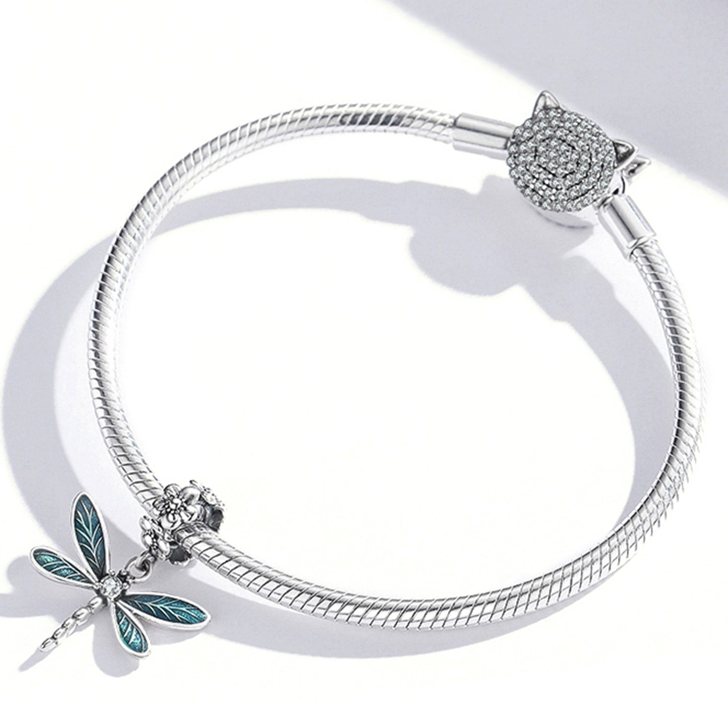 SOLID Sterling Silver Dreamy Dragonfly Flower Charm Pendant - AVILIA Designs