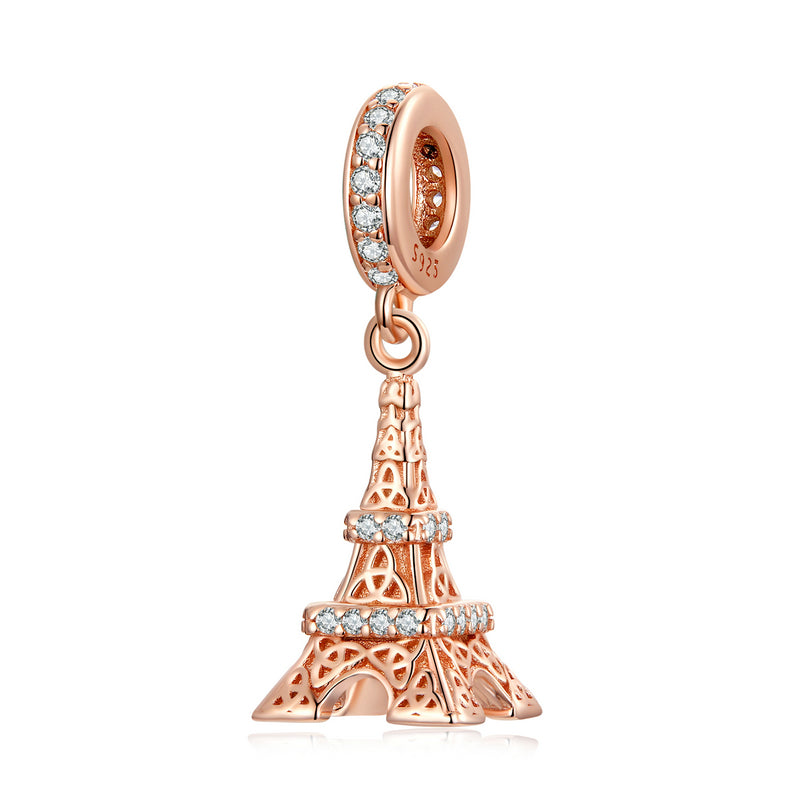 S925 Silver & Rose Gold Eiffel Tower Hanging Charm Pendant - AVILIA Designs