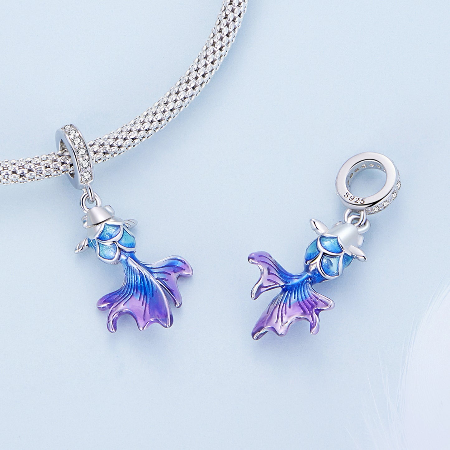 S925 Sterling Silver Lucky Goldfish Fish Hanging Charm Pendant - AVILIA Designs