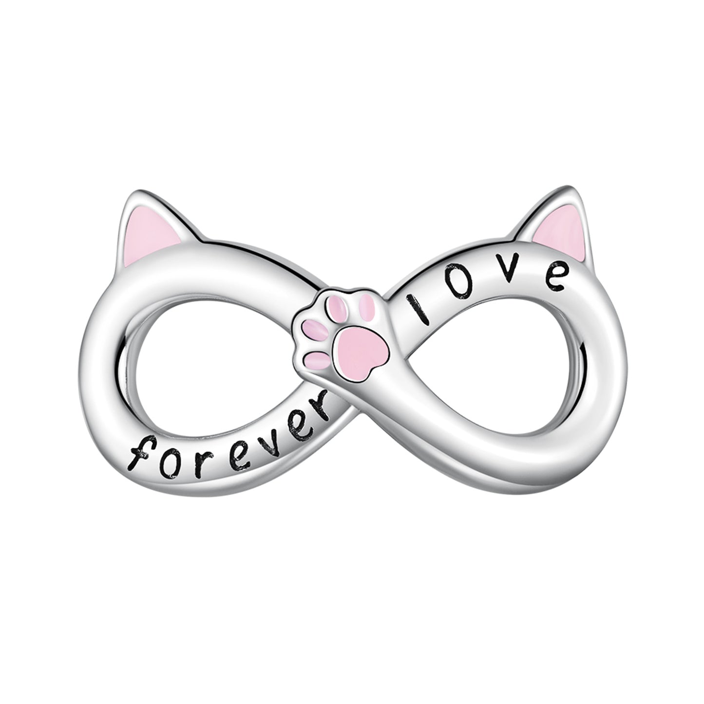 SOLID Sterling Silver Forever Love Cat Kitten Infinity Charm - AVILIA Designs
