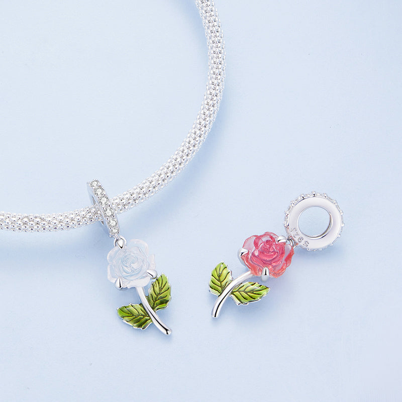 S925 Sterling Silver UV Changing Colour Rose Charm Pendant - AVILIA Designs