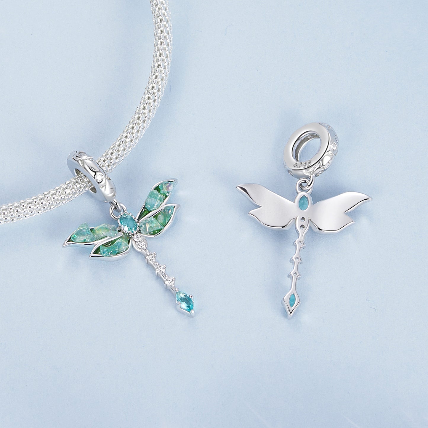 S925 Sterling Silver Sparkly Majestic Dragonfly Charm Pendant - AVILIA Designs