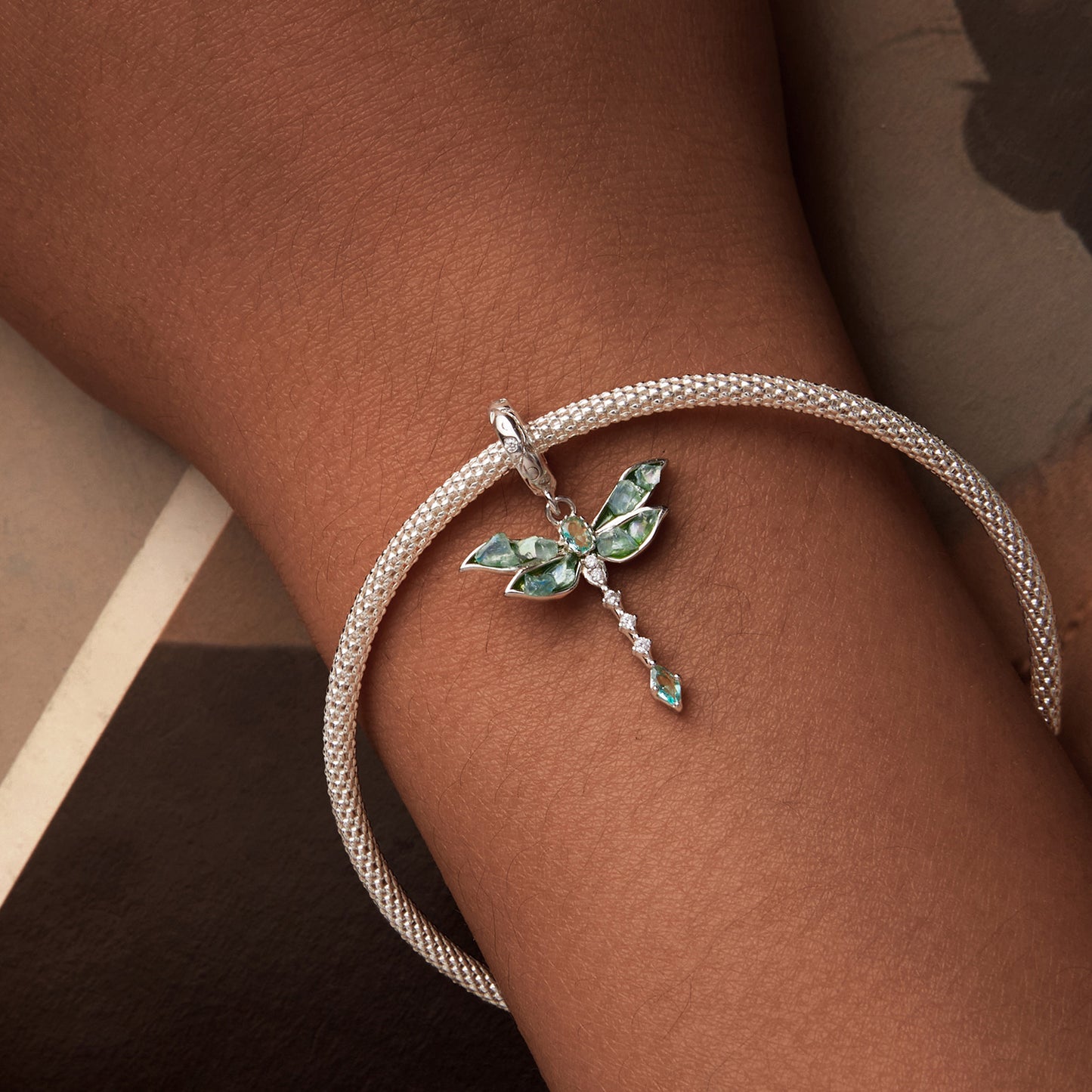 S925 Sterling Silver Sparkly Majestic Dragonfly Charm Pendant - AVILIA Designs