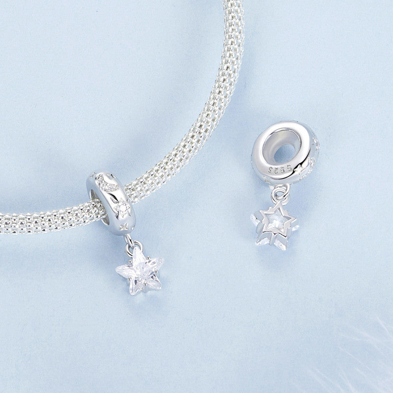 SOLID Sterling Silver Silicone Spacer Sparkly Star Spacer Charm AVILIA Designs