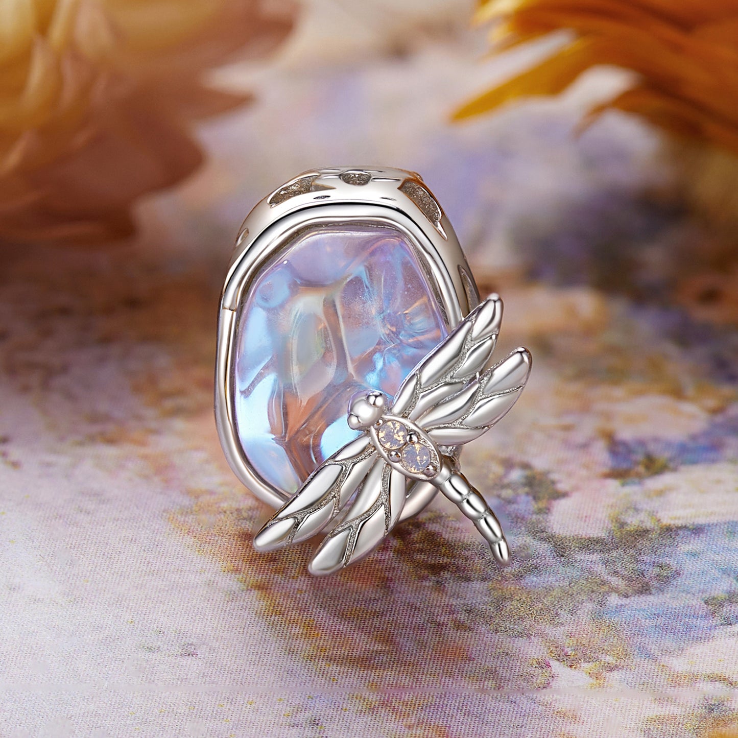 SOLID S925 Sterling Silver Dazzling Dragonfly Droplet Charm - AVILIA Designs
