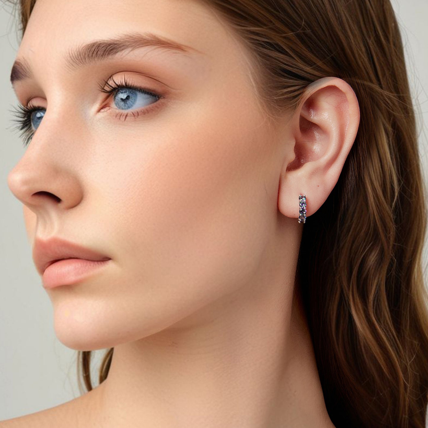 SOLID S925 Sterling Silver Mystic CZ 15mm Hoop Earrings - AVILIA Designs