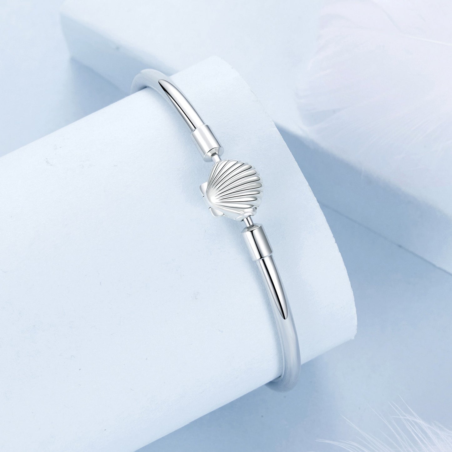 Sterling Silver S925 Oceanic Theme Shell 19cm Charm Bangle - AVILIA Designs