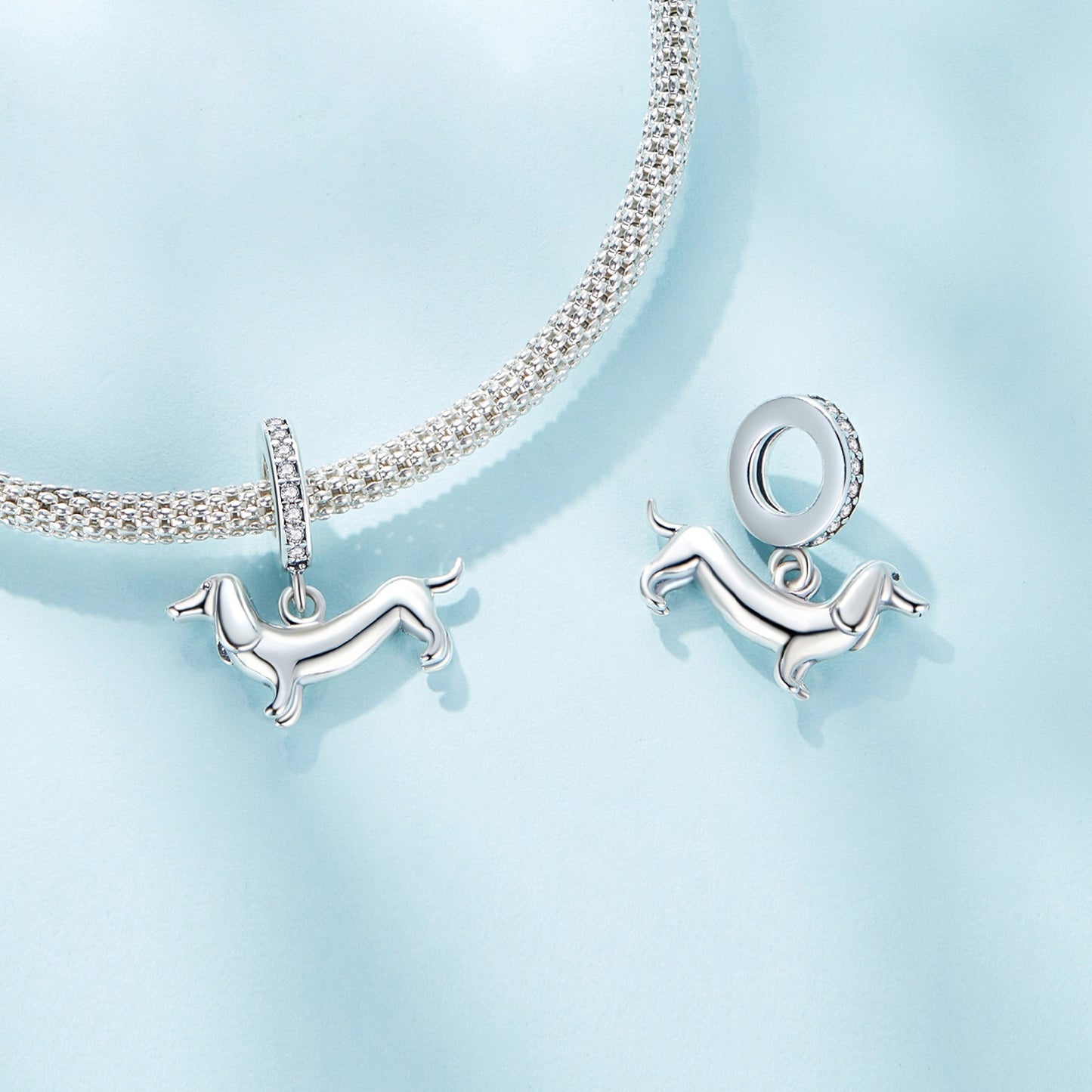 SOLID Sterling Silver Sweet Sausage Dog Charm Pendant - AVILIA Designs
