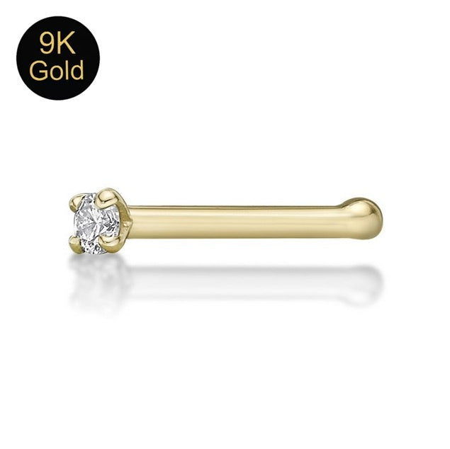 Solid 9ct Yellow Gold 1.5mm Natural Diamond Nose Stud Bone End - AVILIA Designs