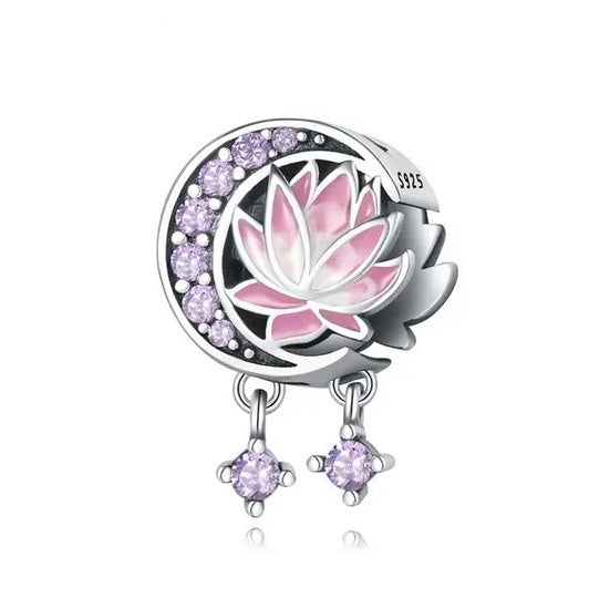 S925 Sterling Silver Lotus Moon Dreamcatcher Charm - AVILIA Designs