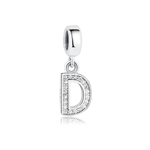 S925 Sterling Silver Sparkly Letter D Alphabet Charm Pendant - AVILIA DESIGNS