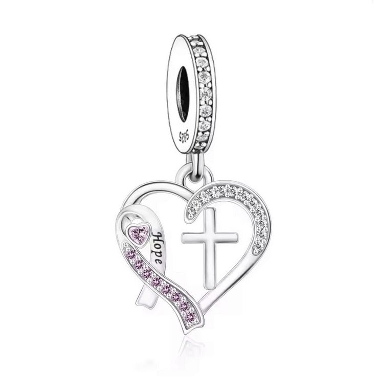 S925 Sterling Silver Heart Religious Faith Hope Charm Pendant - AVILIA Designs