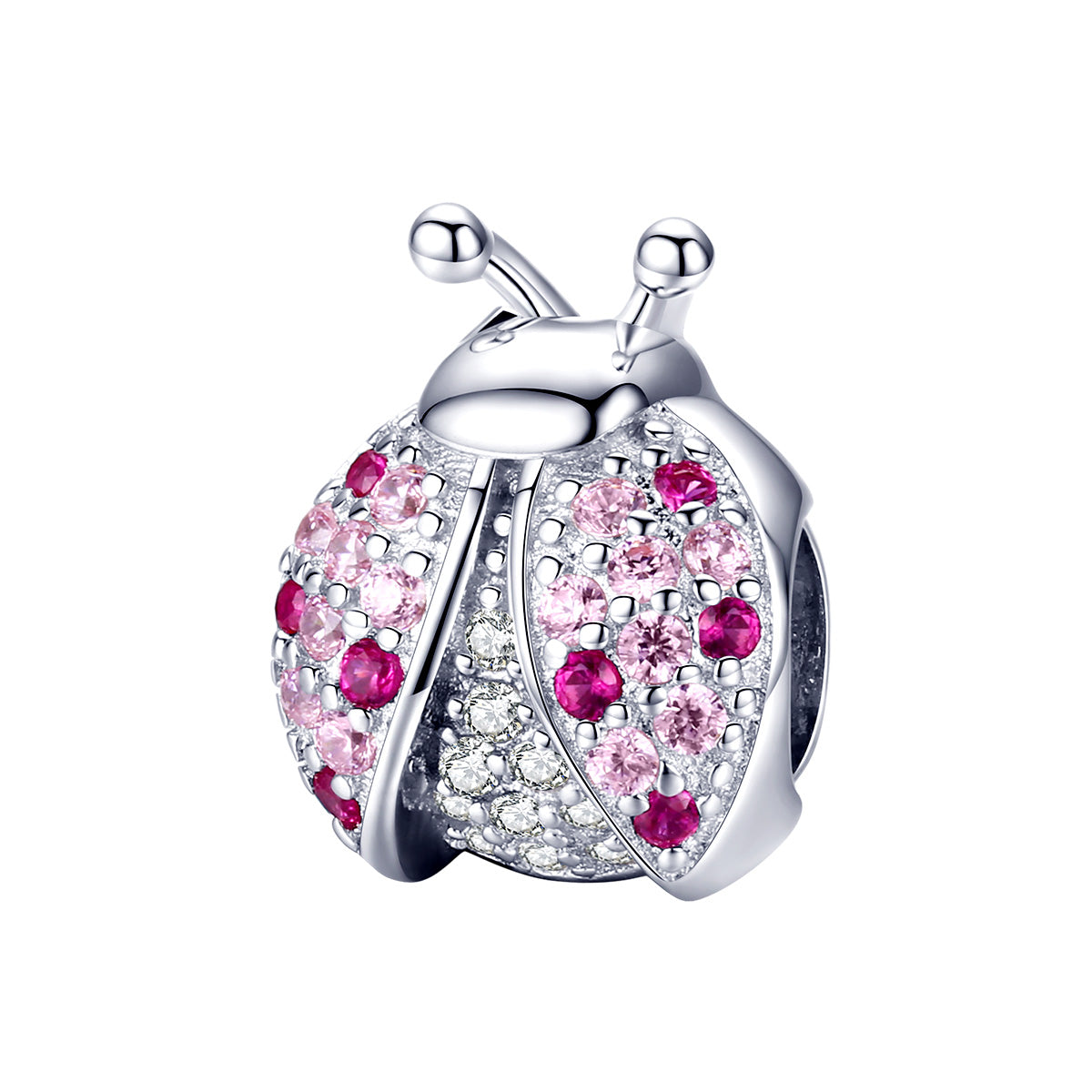 SOLID Sterling Silver Sparkling Pink Ladybird Garden Charm - AVILIA Designs