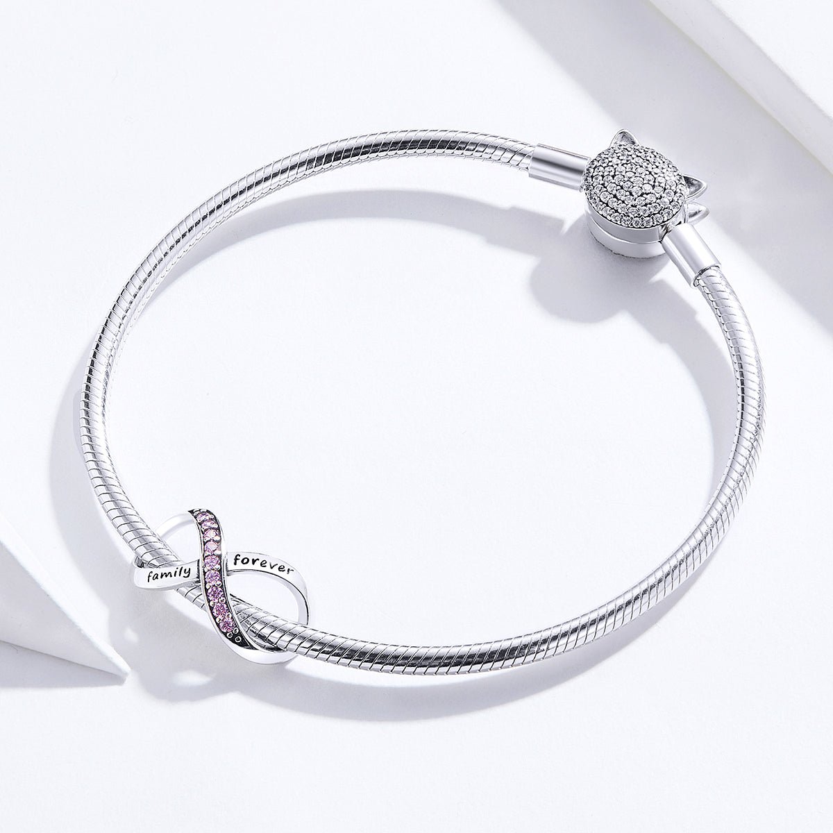 SOLID Sterling Silver FAMILY FOREVER PINK CZ Infinity Charm - AVILIA Designs
