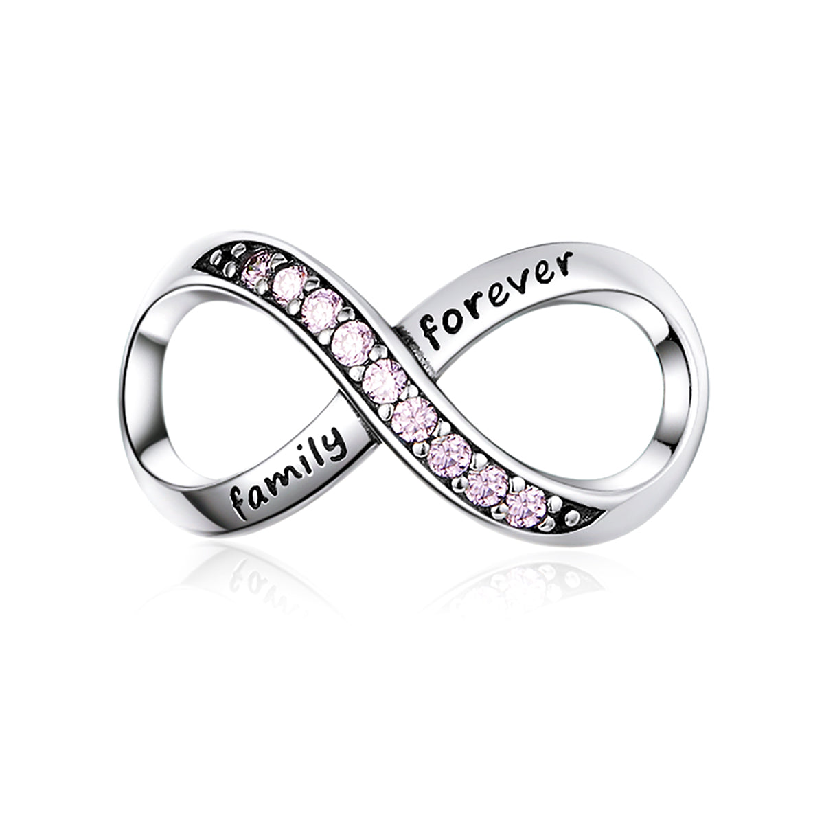 SOLID Sterling Silver FAMILY FOREVER PINK CZ Infinity Charm - AVILIA Designs