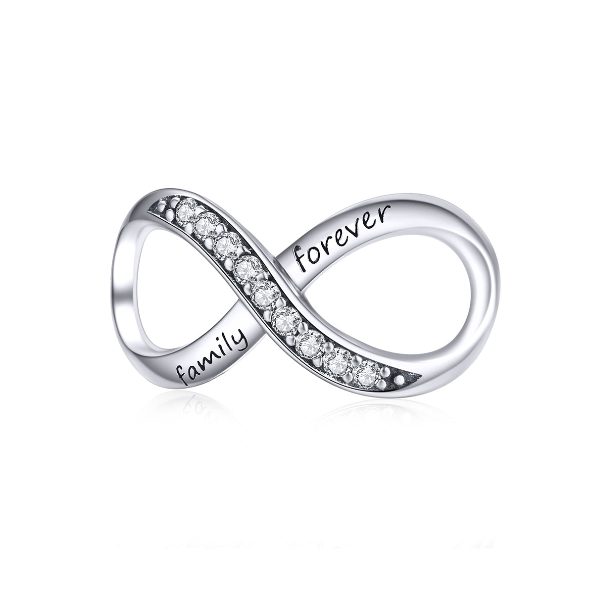 SOLID Sterling Silver FAMILY FOREVER Open Infinity Charm - AVILIA Designs