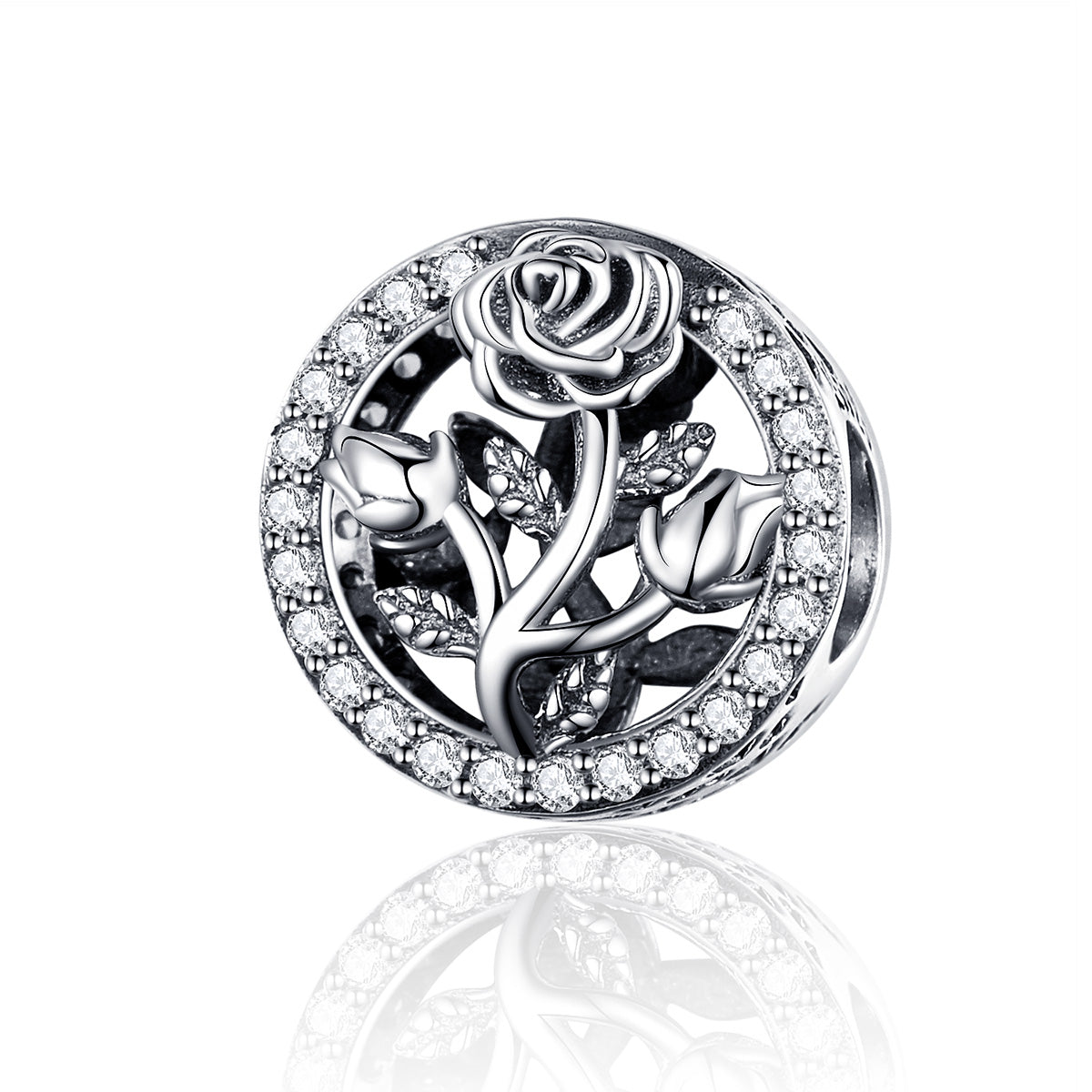 SOLID Sterling Silver Beauty & Beast Magic Rose Charm - AVILIA Designs