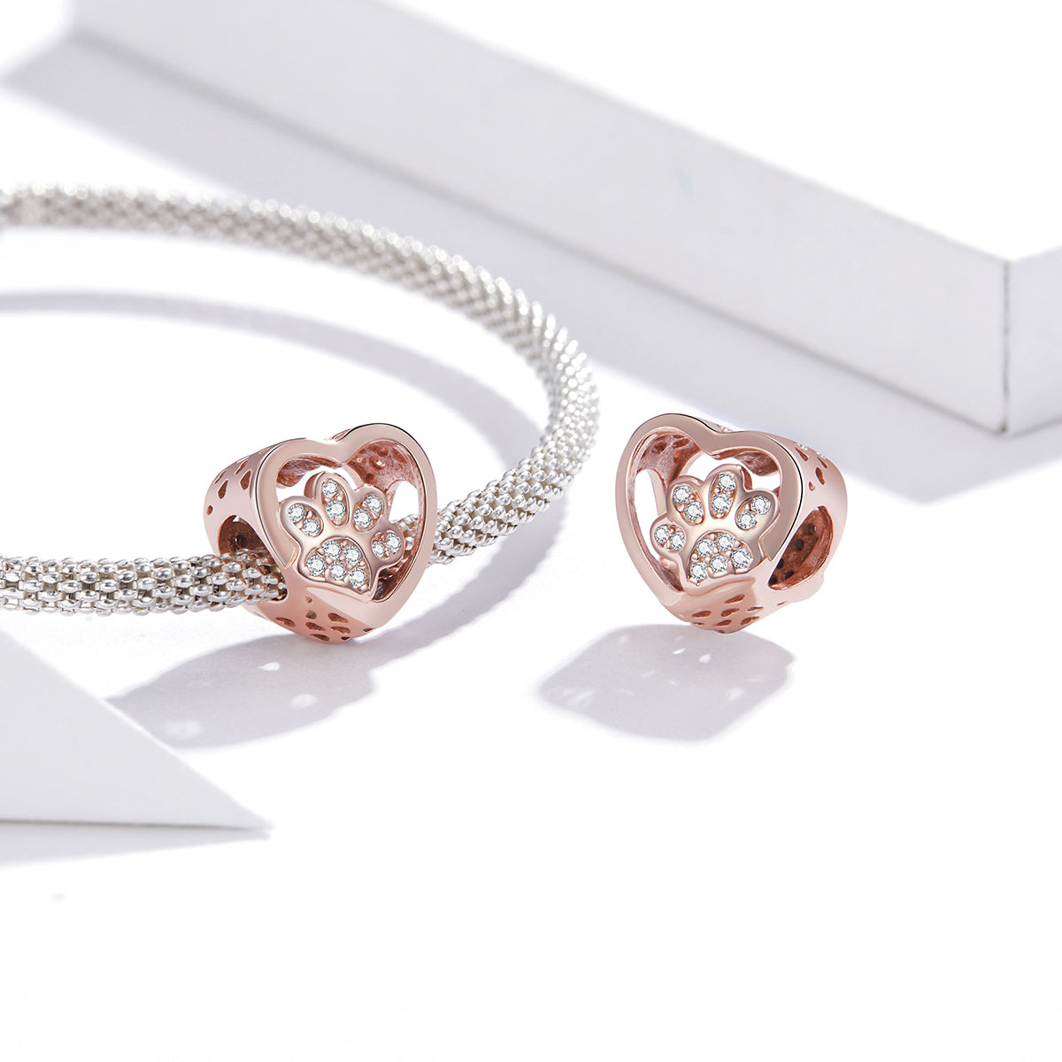 S925 Silver & Rose Gold Pet Paw Cat Dog Charm - AVILIA Designs