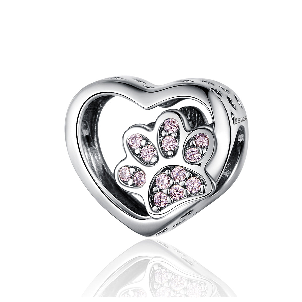 SOLID Sterling Silver My Sweet Pet Paw Charm PINK CZ - AVILIA Designs
