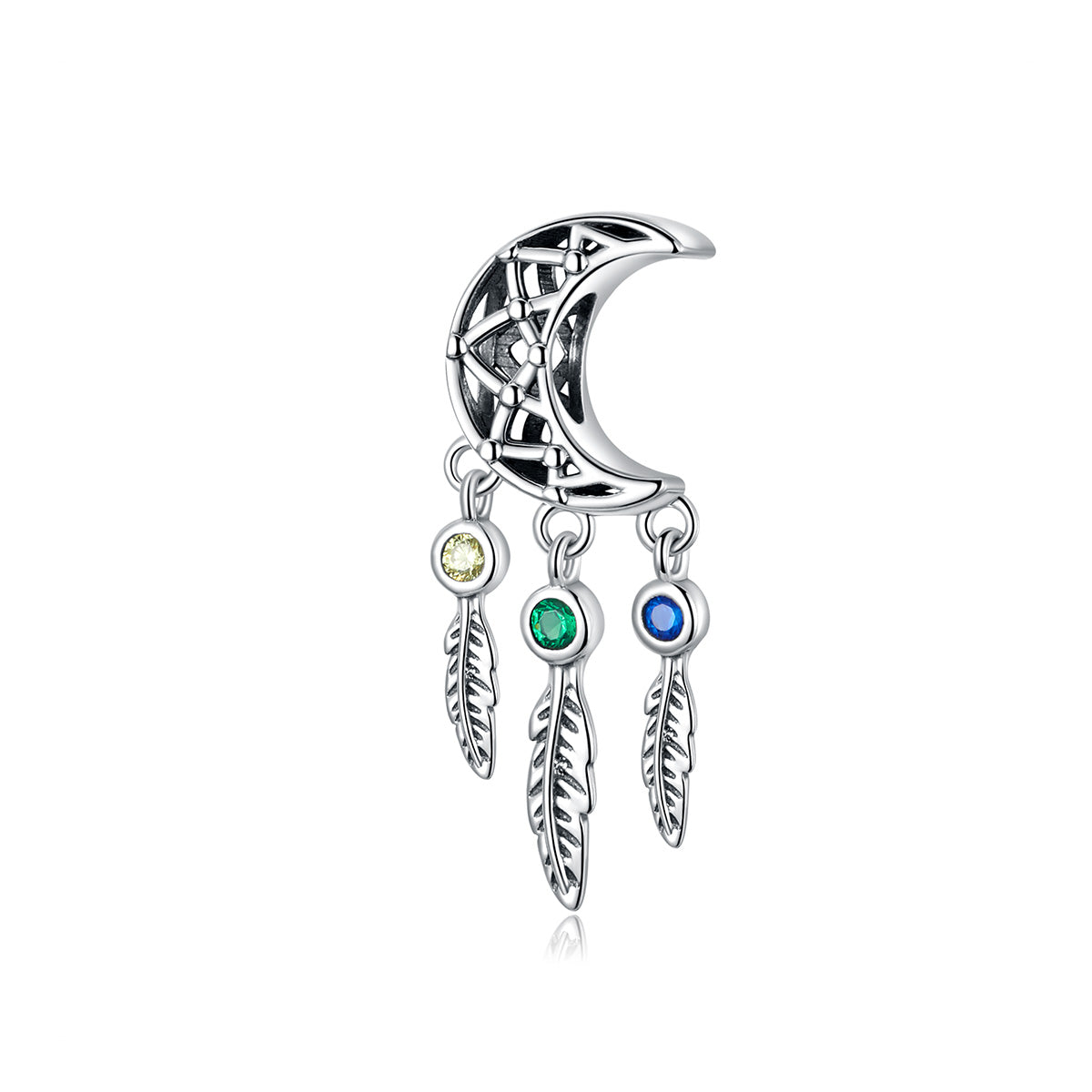 SOLID Sterling Silver Moon Dream Catcher Charm Pendant - AVILIA Designs