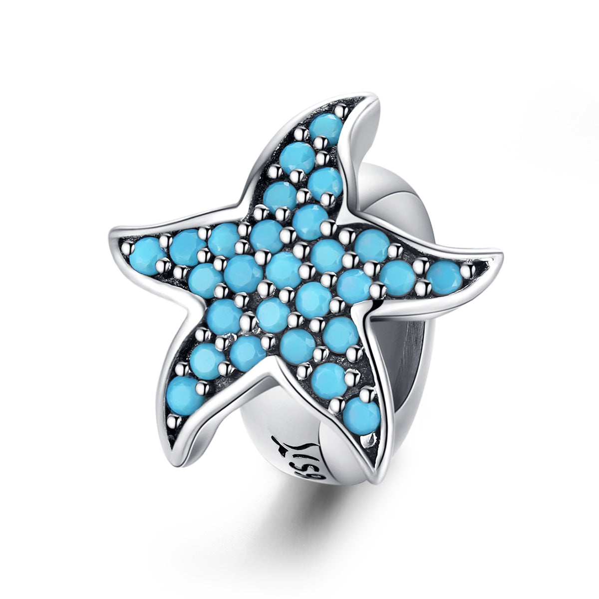 Sterling Silver Non slip Spacer Turquoise Blue Starfish Charm - AVILIA Designs