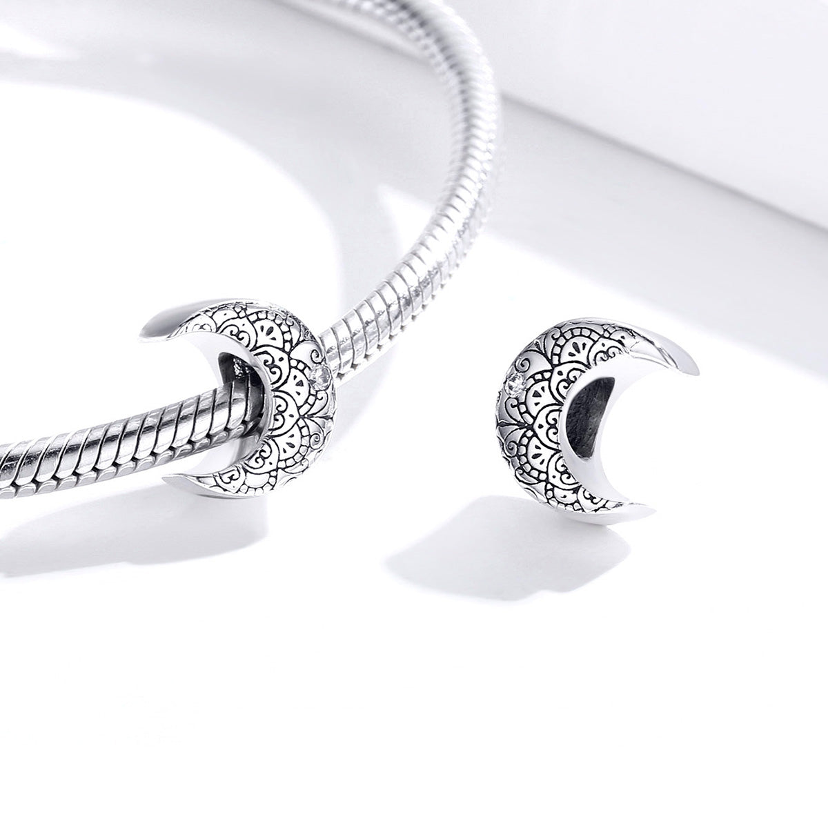SOLID Sterling Silver Vintage Crescent Moon Charm - AVILIA Designs
