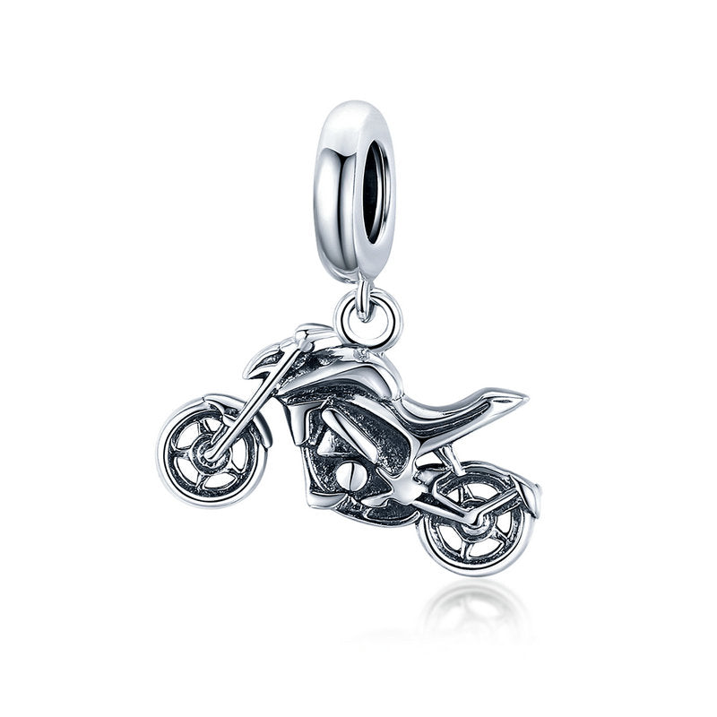 SOLID Sterling Silver Hanging Motorbike Dirtbike Race Charm Pendant - AVILIA Designs
