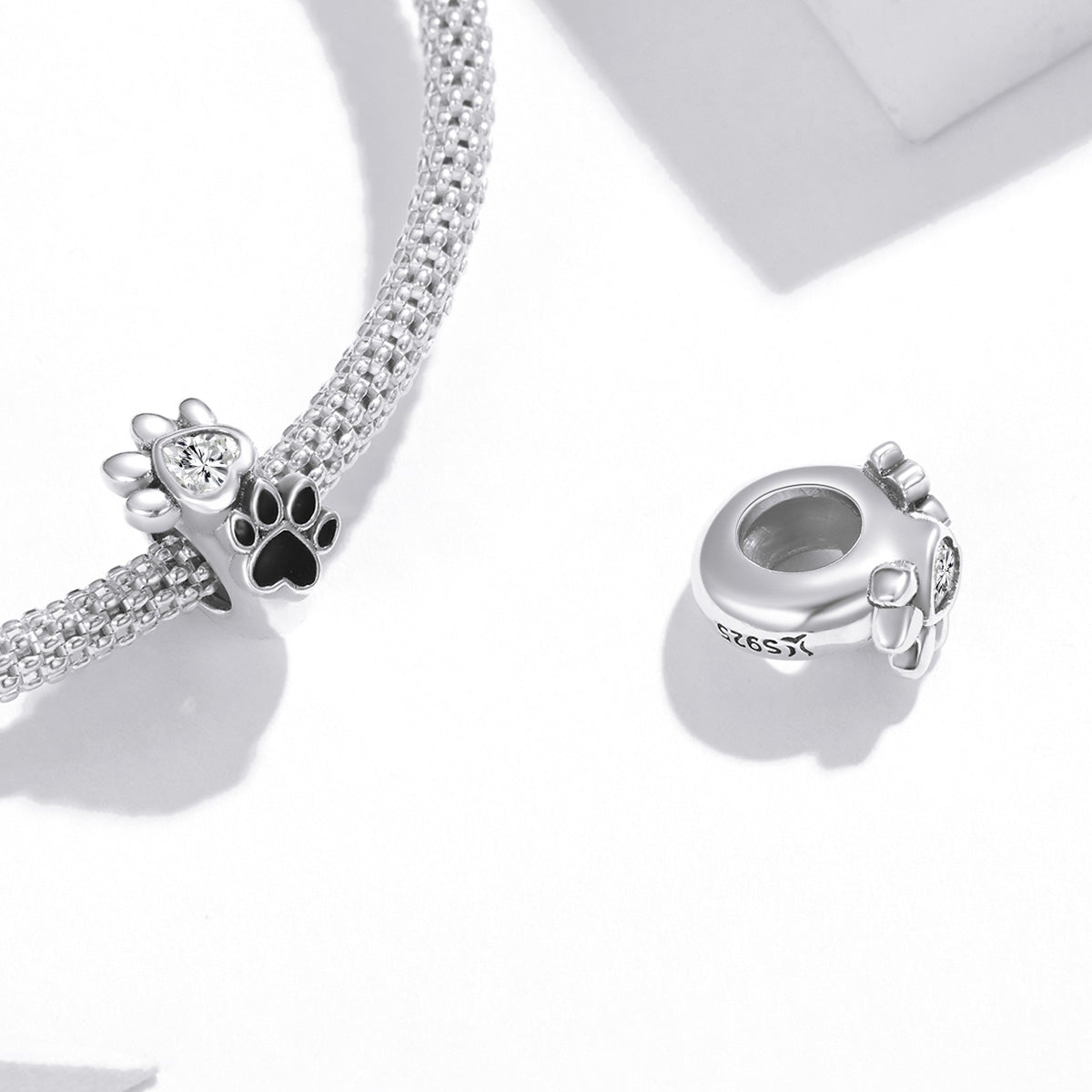 SOLID Sterling Silver Non Slip Spacer Dog Cat Pet Paw Charm - AVILIA Designs