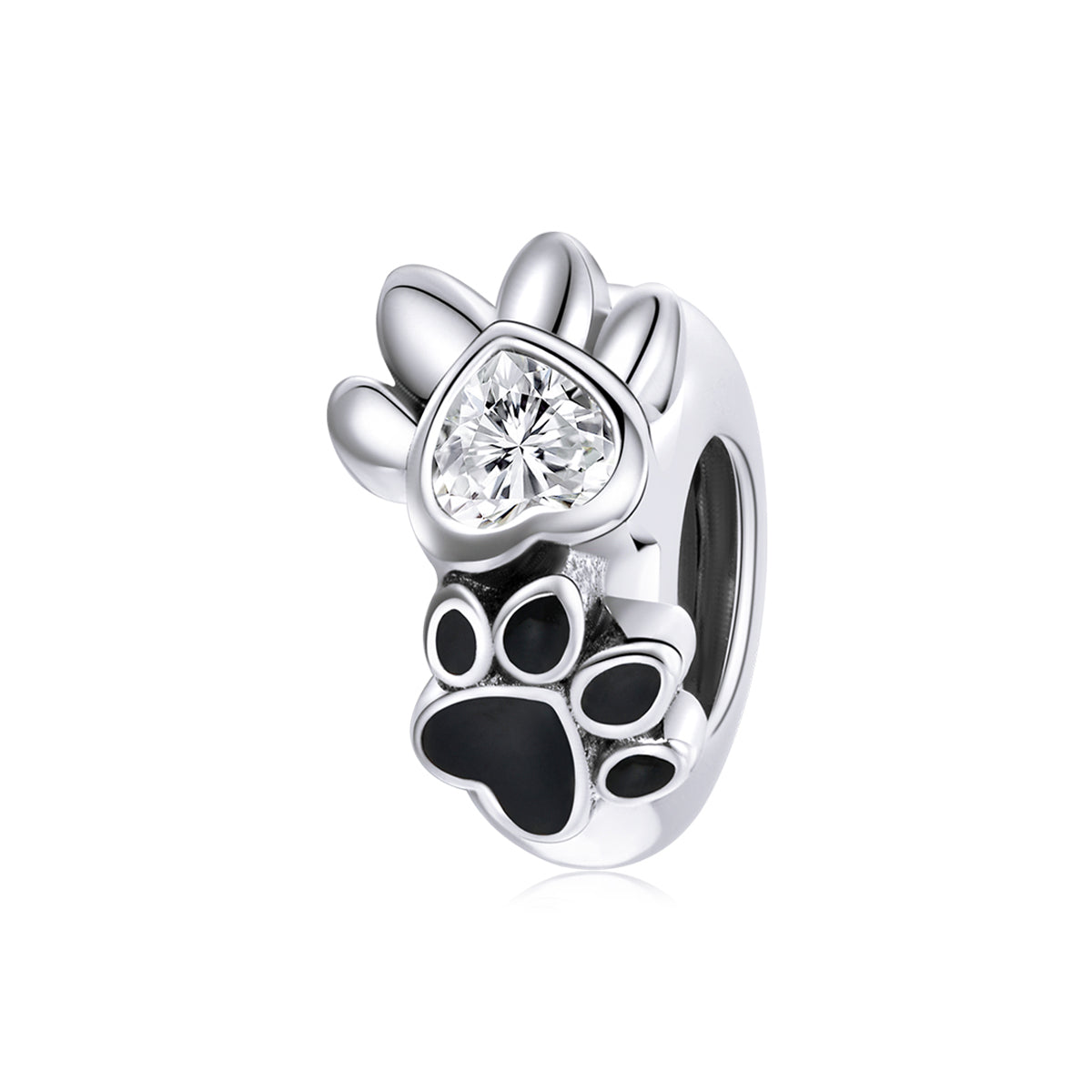 SOLID Sterling Silver Non Slip Spacer Dog Cat Pet Paw Charm - AVILIA Designs