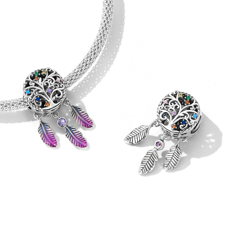 SOLID Sterling Silver Bohemia Feather Dreamcatcher Charm - AVILIA Designs