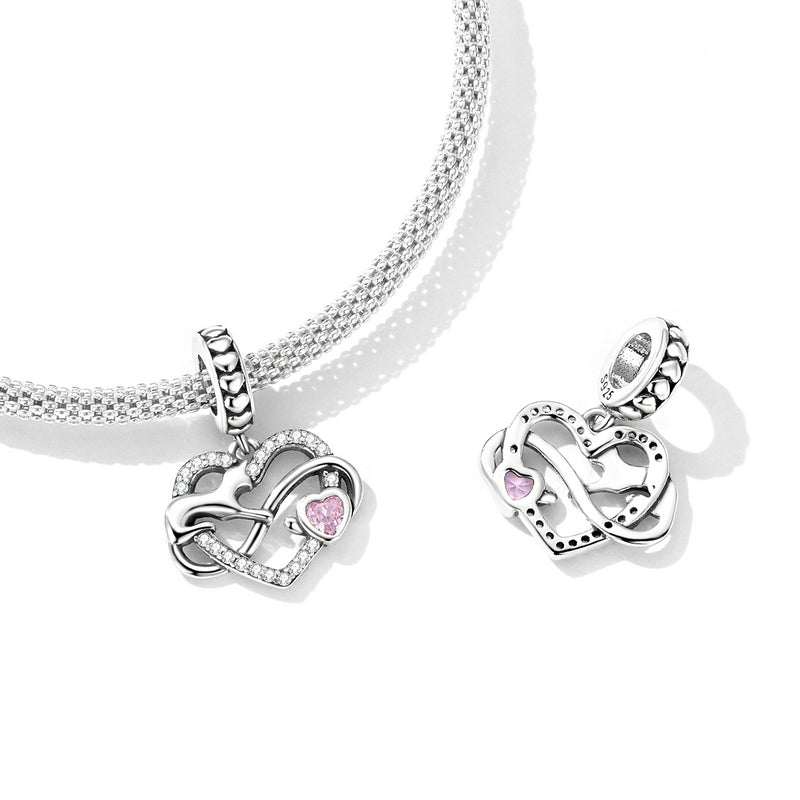 SOLID Sterling Silver Playful Cat Infinity Heart Charm Pendant - AVILIA Designs