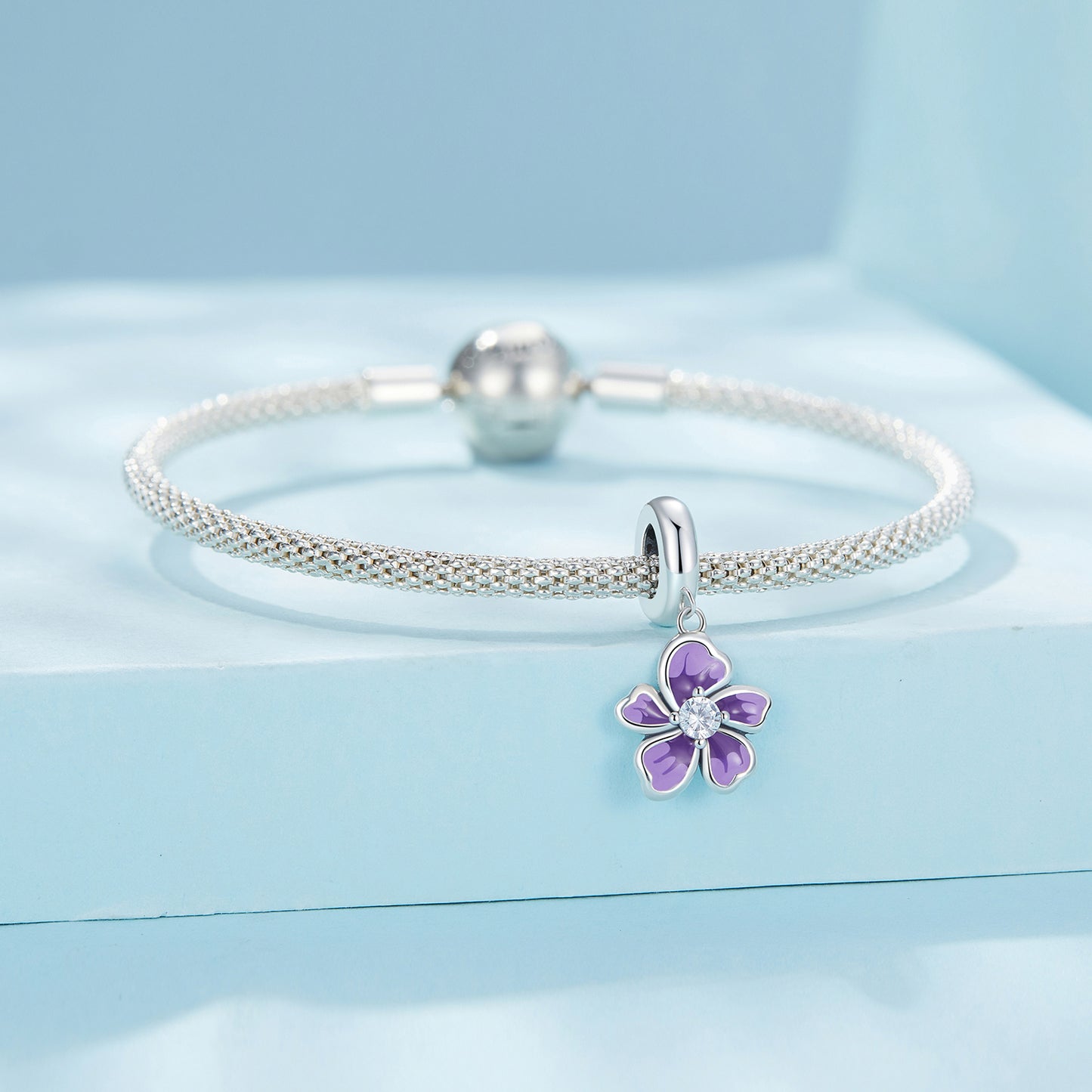 S925 Sterling Silver Violet Petals Flower Charm Pendant - AVILIA Designs