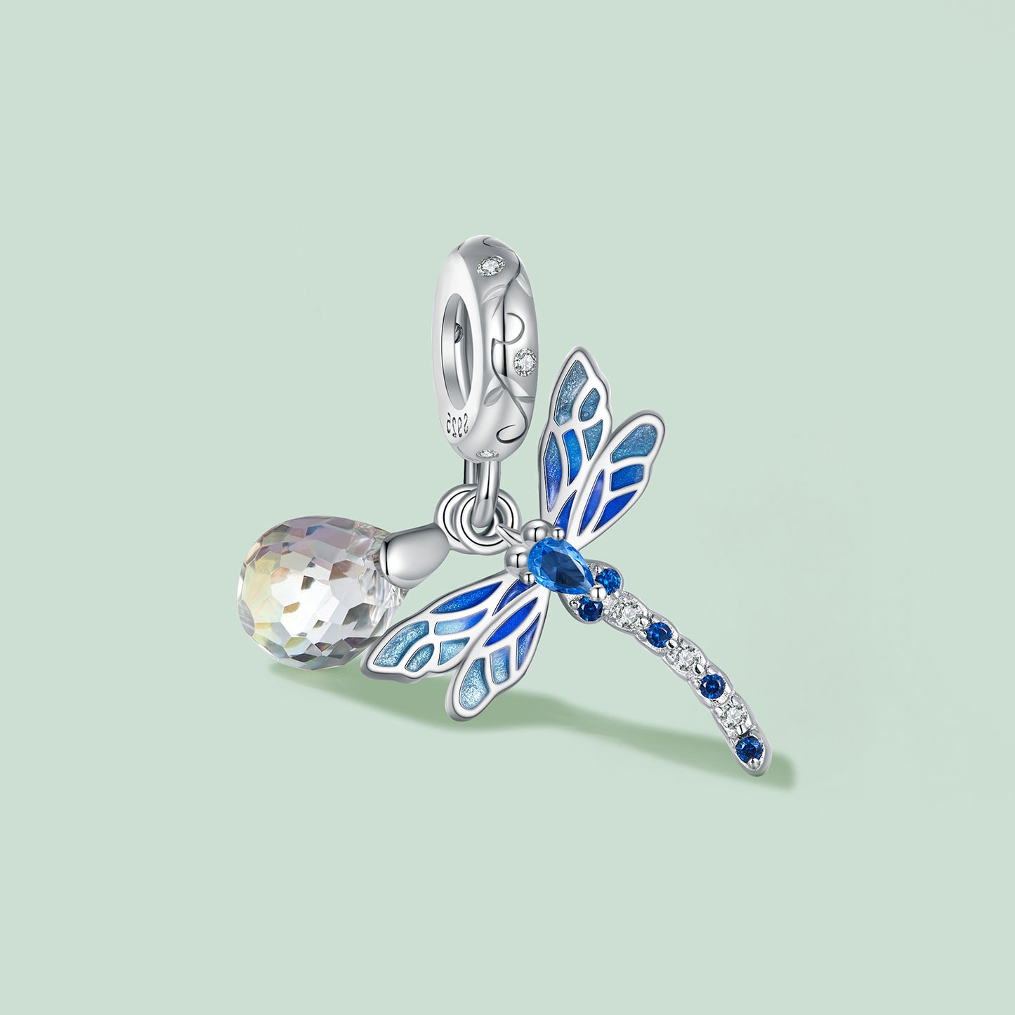 S925 Sterling Silver Sweet Dragonfly Droplet Charm Pendant - AVILIA Designs