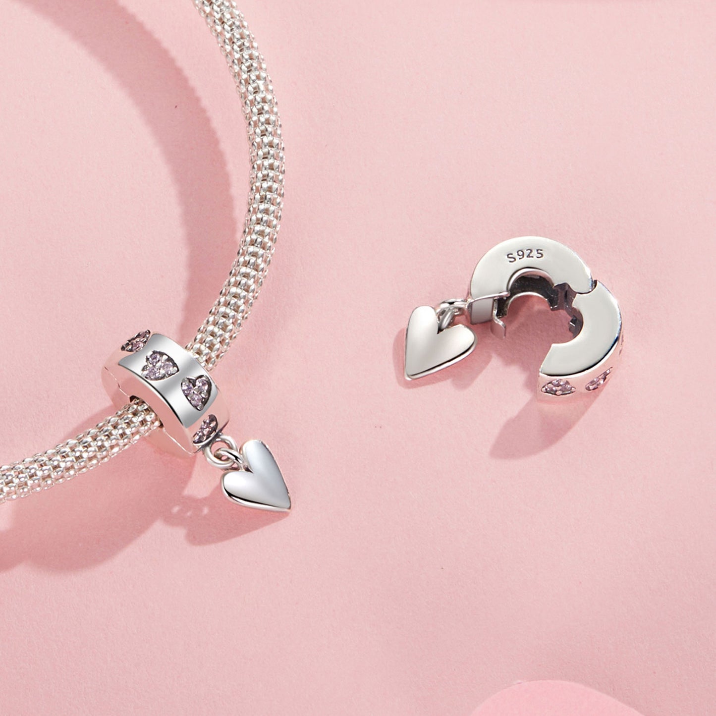 SOLID Sterling Silver TRAIL OF LOVE Heart Clip Charm - AVILIA Designs