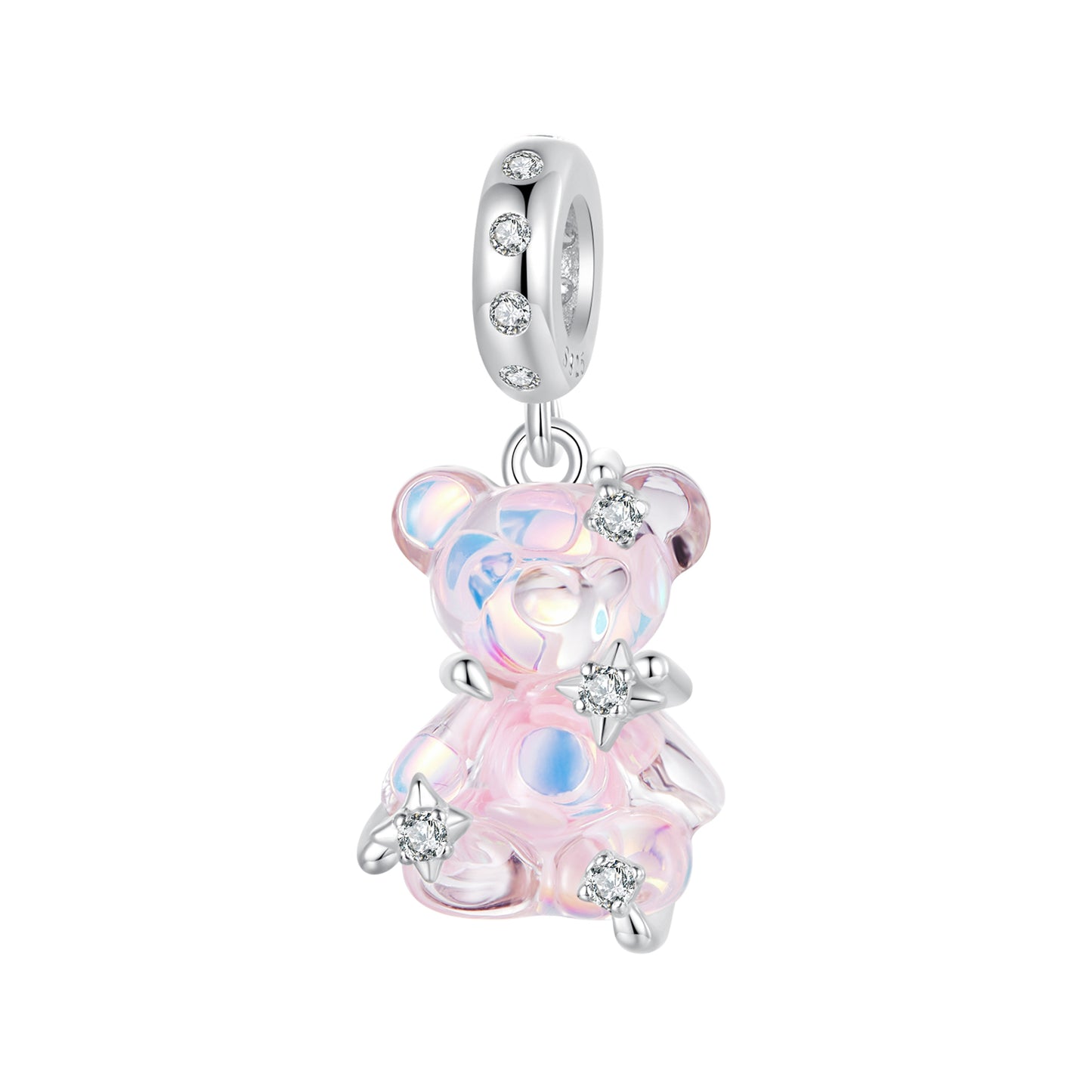 S925 Sterling Silver Resin CZ Teddy Bear Charm Pendant - AVILIA Designs