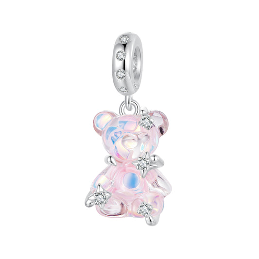 S925 Sterling Silver Resin CZ Teddy Bear Charm Pendant   - AVILIA Designs