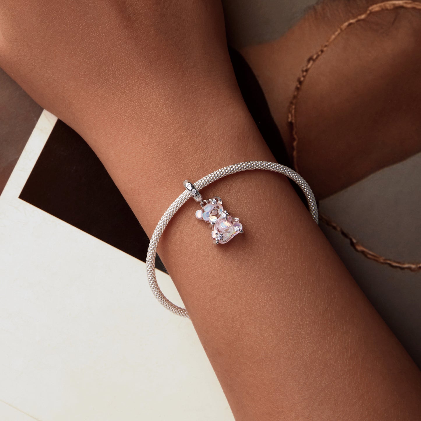 S925 Sterling Silver Resin CZ Teddy Bear Charm Pendant - AVILIA Designs