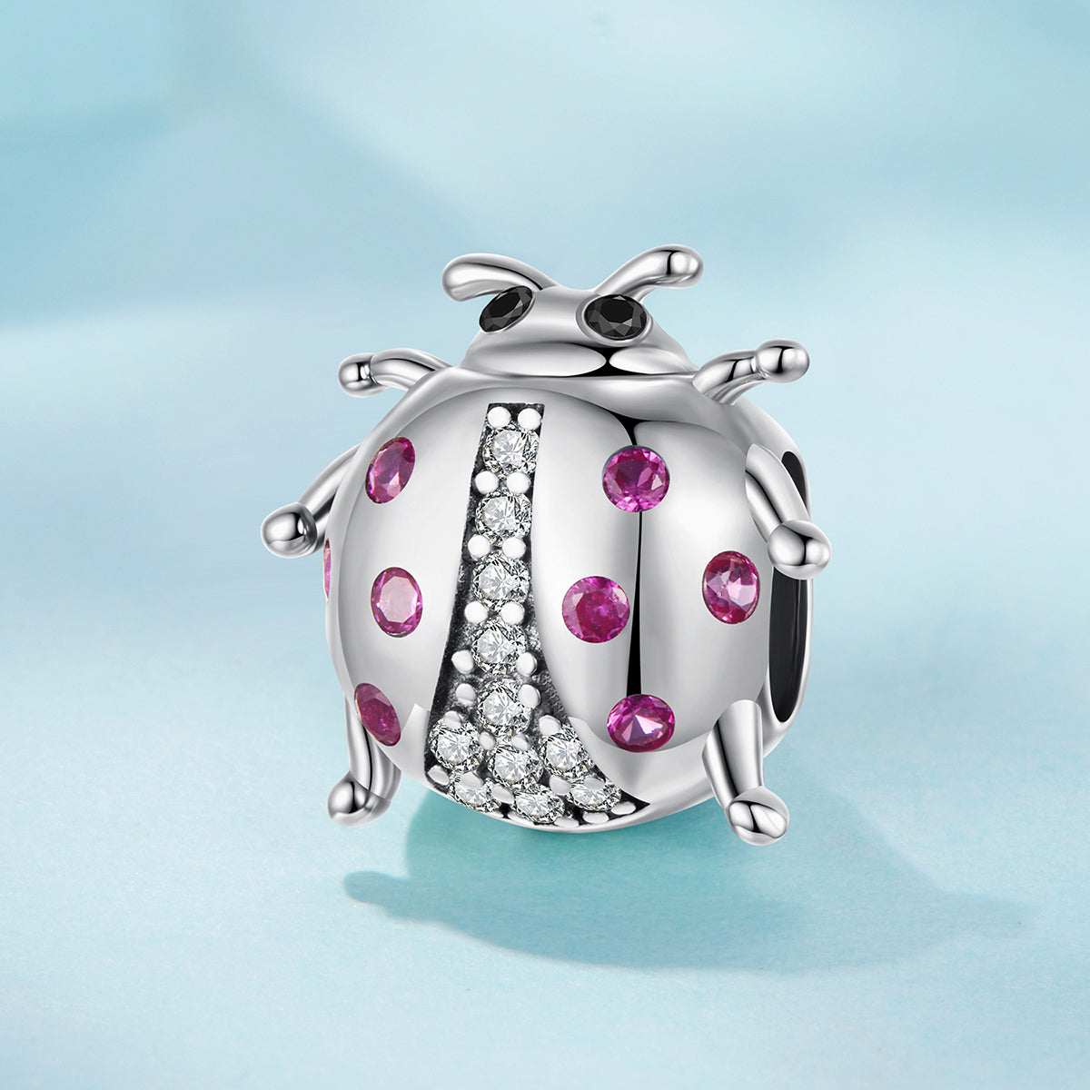 SOLID Sterling Silver S925 Spotted Pink Ladybird Garden Charm - AVILIA Designs