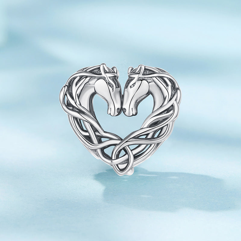 S925 Sterling Silver Horses Horse Lovers Open Heart Charm - AVILIA Designs