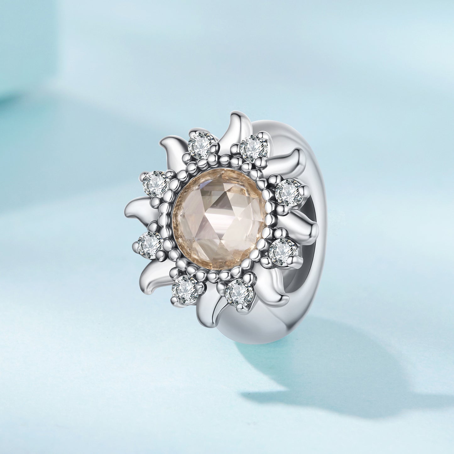 SOLID Sterling Silver Non Slip Spacer Sparkly Celestial Sun Charm - AVILIA Designs