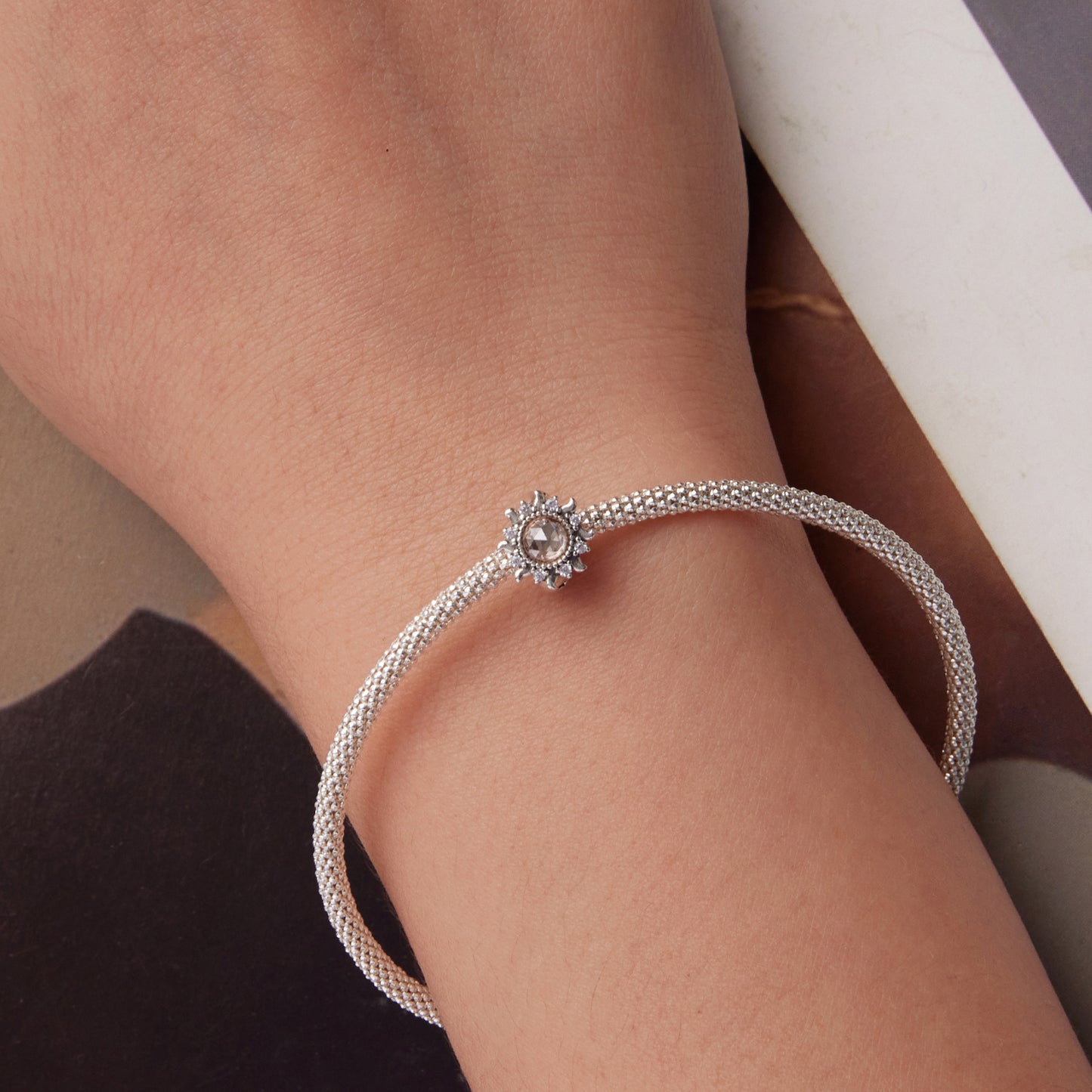 SOLID Sterling Silver Non Slip Spacer Sparkly Celestial Sun Charm - AVILIA Designs