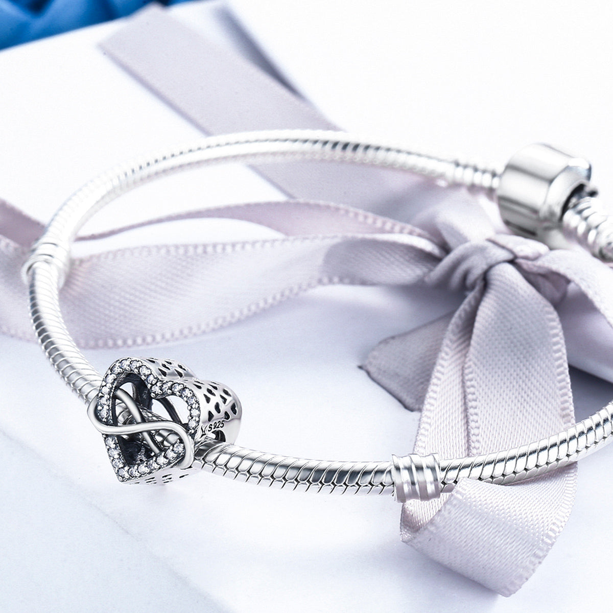 SOLID Sterling Silver Sparkling Infinity Heart of Love Charm - AVILIA Designs